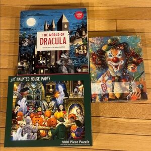 Spooky Puzzle Set - Dracula, Clown, Haunted House